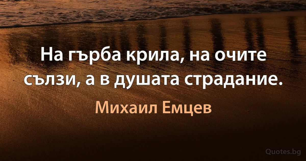 На гърба крила, на очите сълзи, а в душата страдание. (Михаил Емцев)