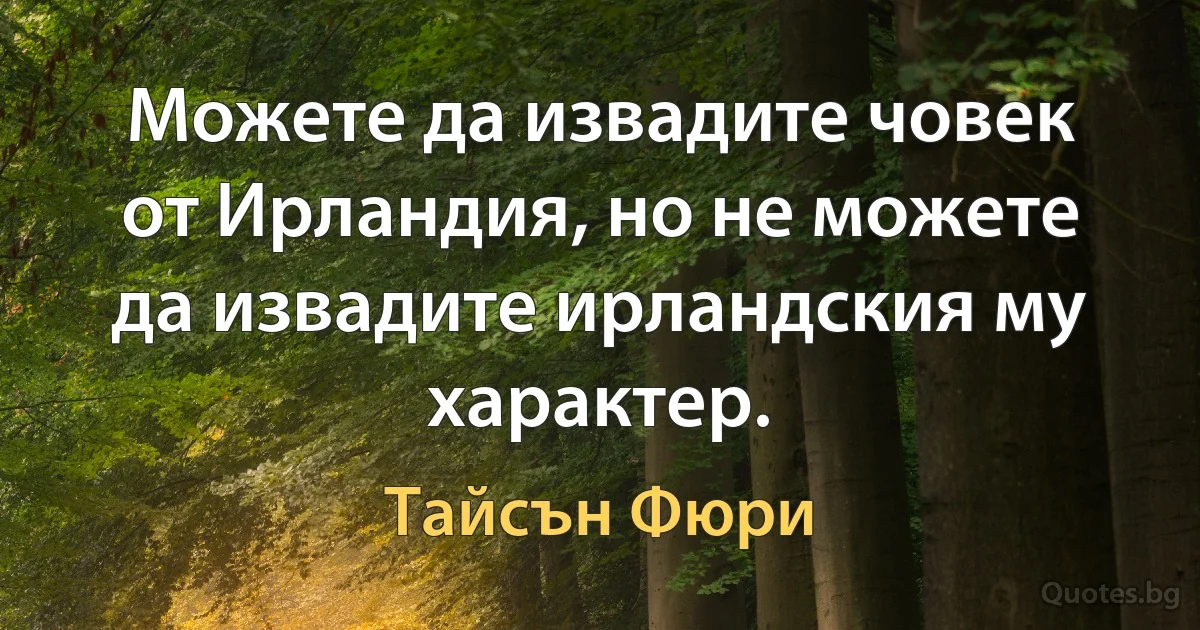 Можете да извадите човек от Ирландия, но не можете да извадите ирландския му характер. (Тайсън Фюри)