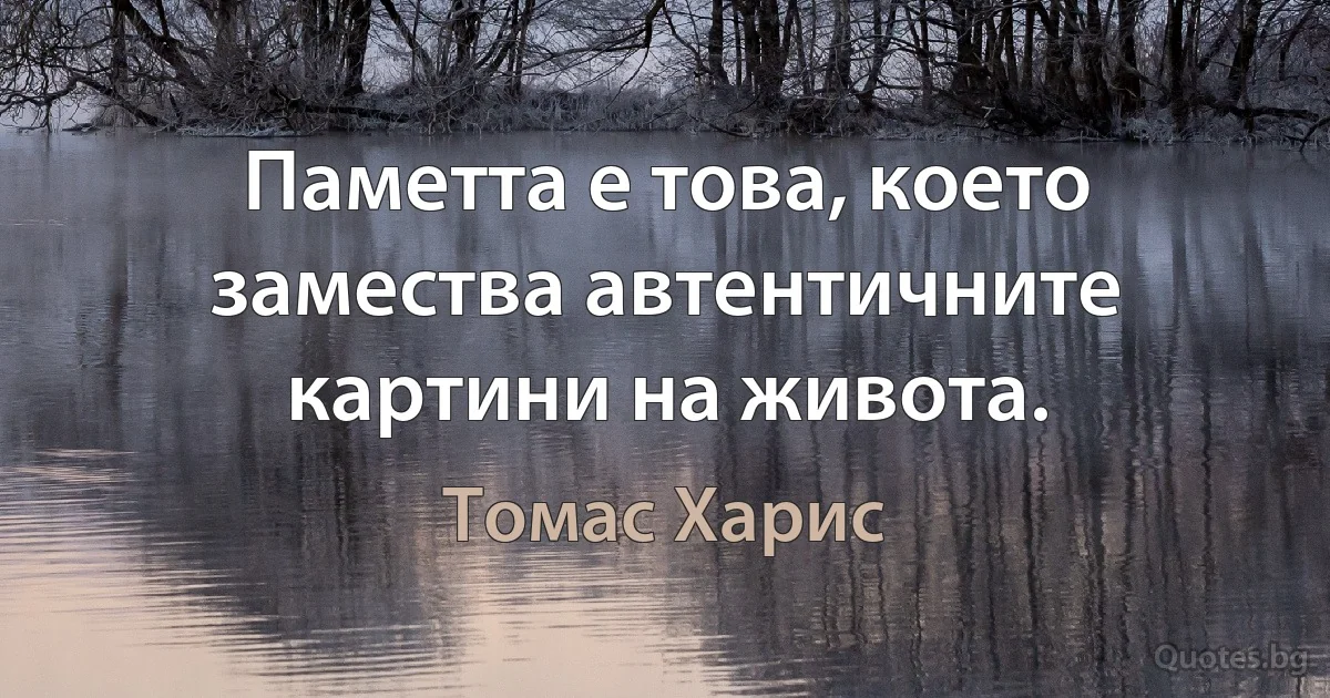 Паметта е това, което замества автентичните картини на живота. (Томас Харис)