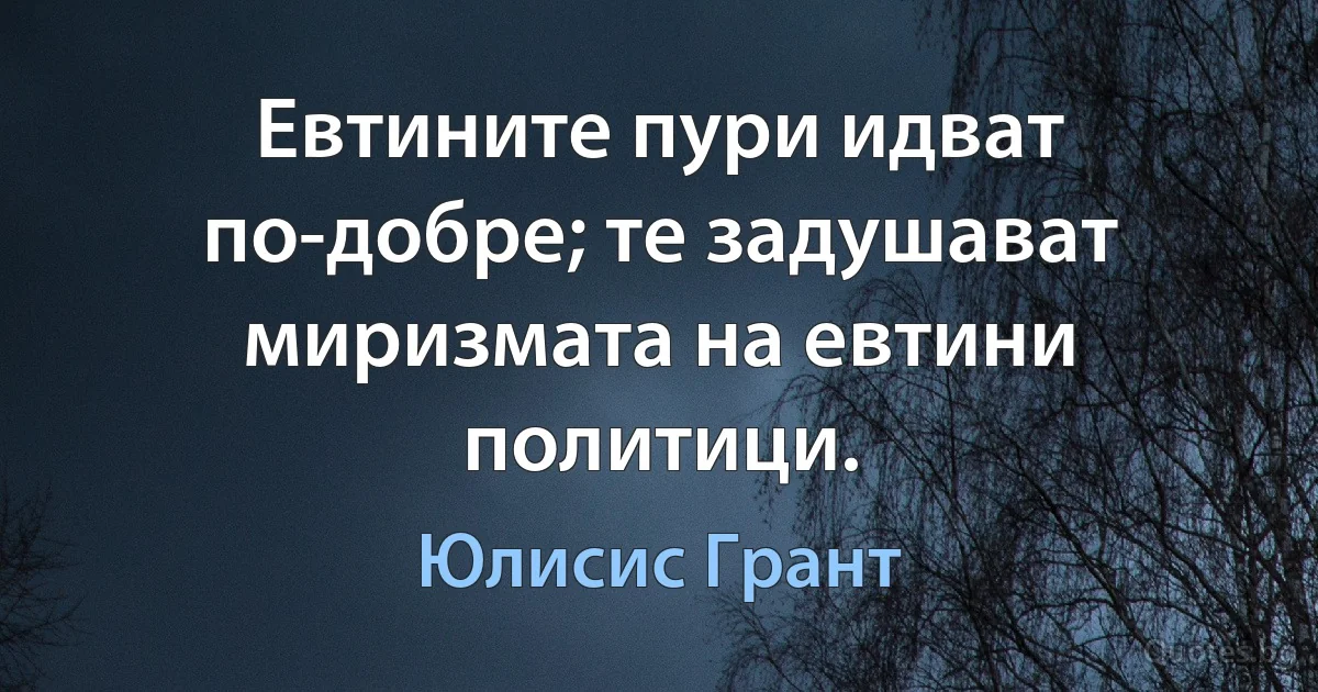 Евтините пури идват по-добре; те задушават миризмата на евтини политици. (Юлисис Грант)