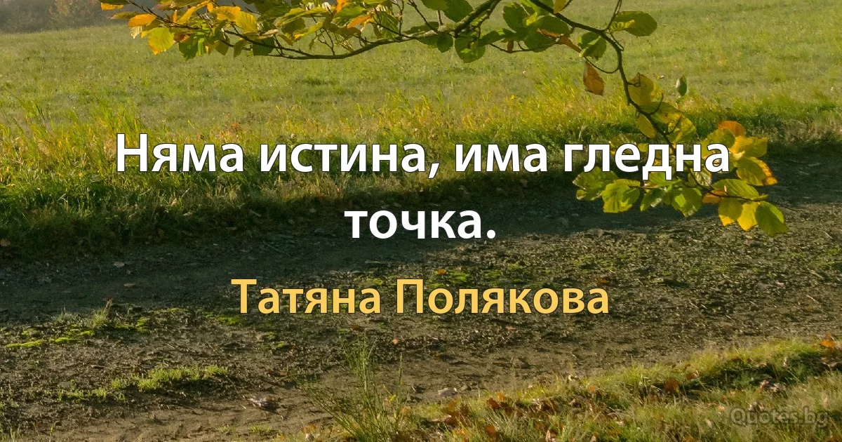 Няма истина, има гледна точка. (Татяна Полякова)