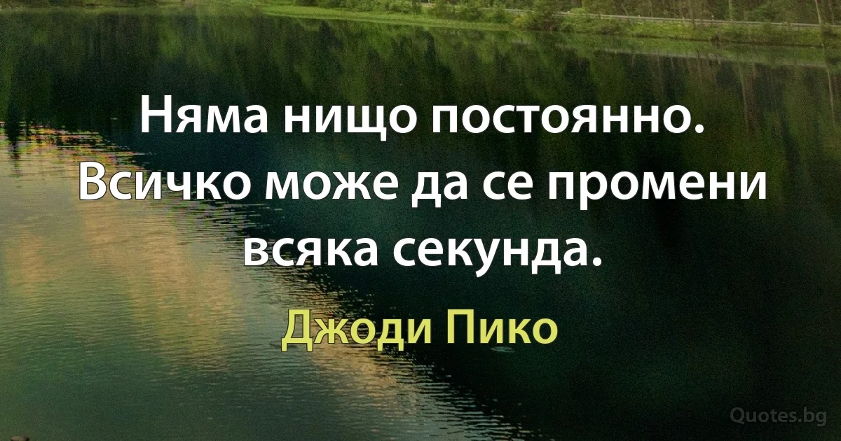 Няма нищо постоянно. Всичко може да се промени всяка секунда. (Джоди Пико)