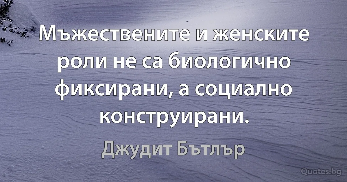 Мъжествените и женските роли не са биологично фиксирани, а социално конструирани. (Джудит Бътлър)