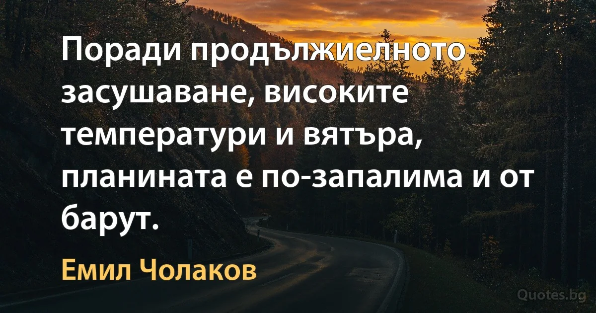 Поради продължиелното засушаване, високите температури и вятъра, планината е по-запалима и от барут. (Емил Чолаков)