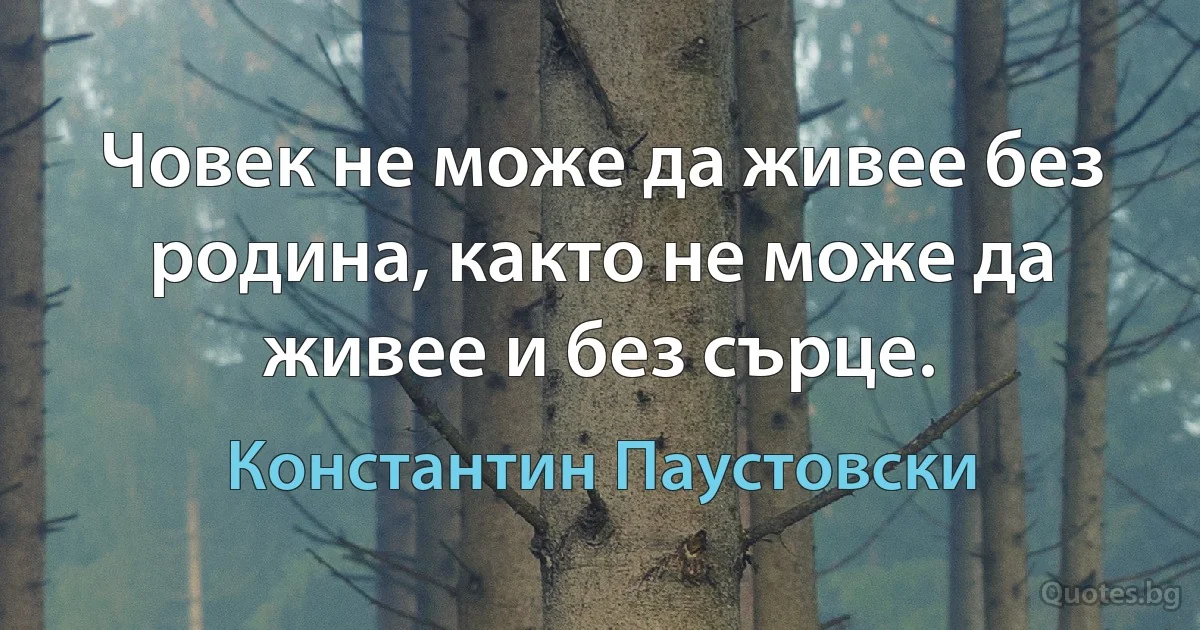 Човек не може да живее без родина, както не може да живее и без сърце. (Константин Паустовски)