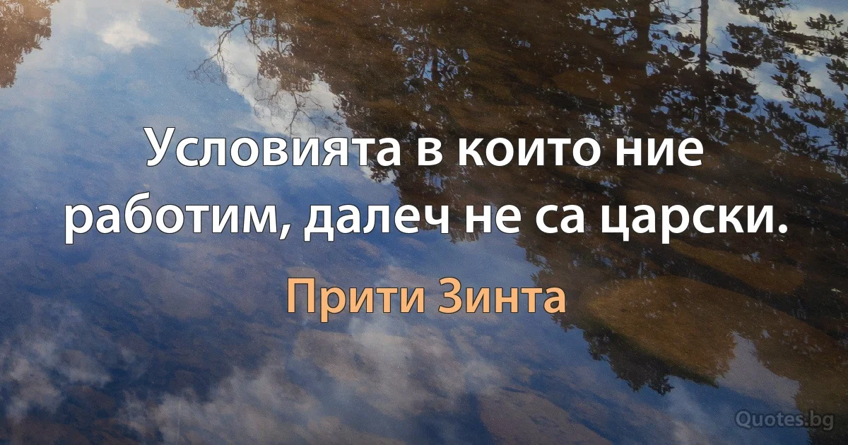 Условията в които ние работим, далеч не са царски. (Прити Зинта)