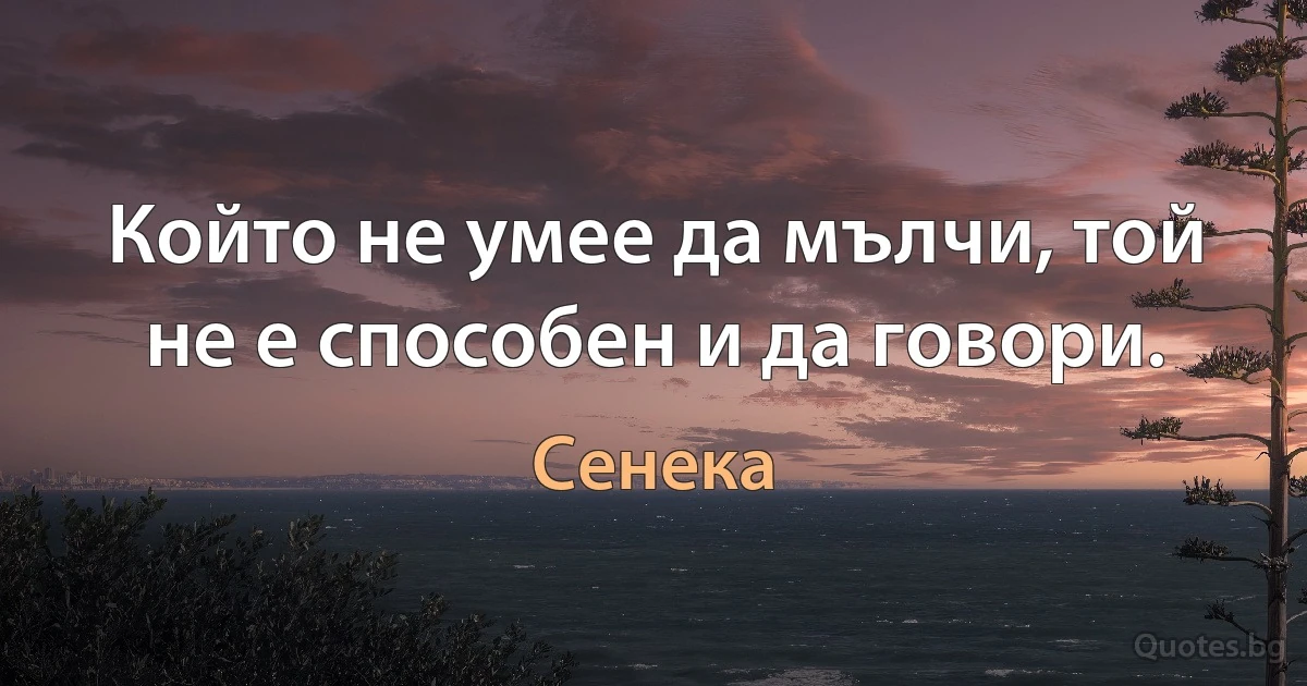 Който не умее да мълчи, той не е способен и да говори. (Сенека)