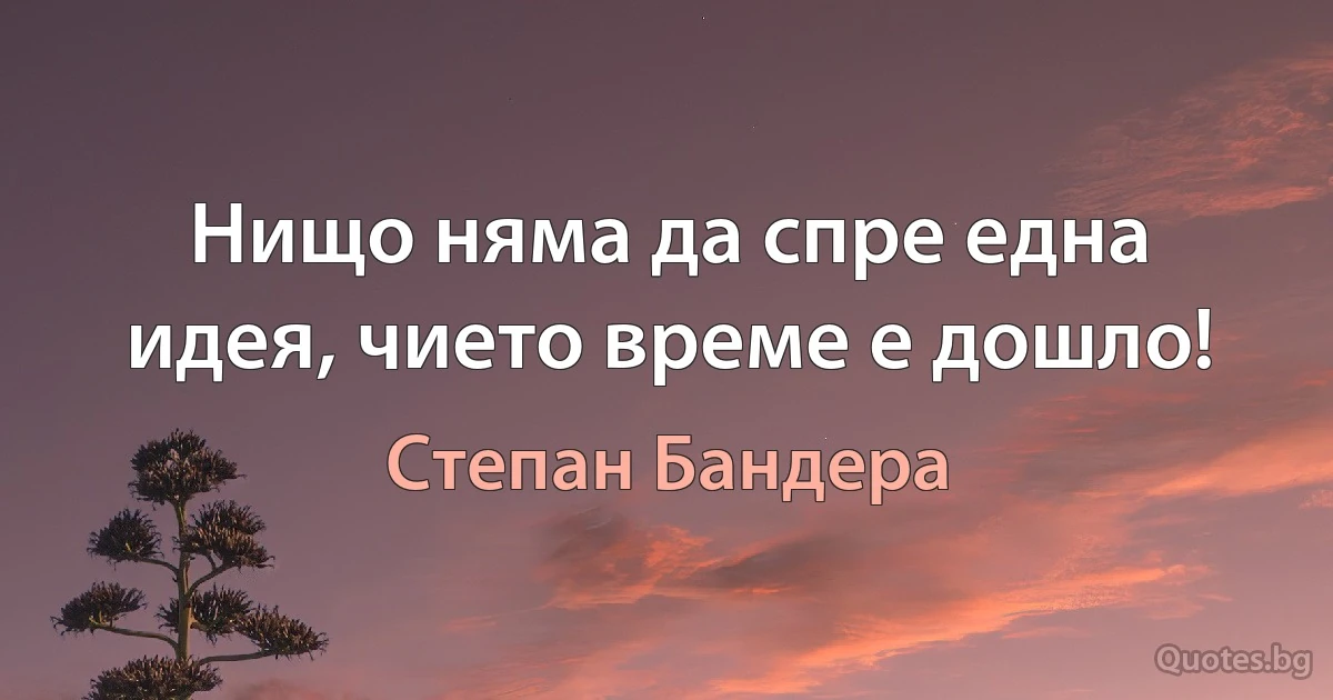 Нищо няма да спре една идея, чието време е дошло! (Степан Бандера)