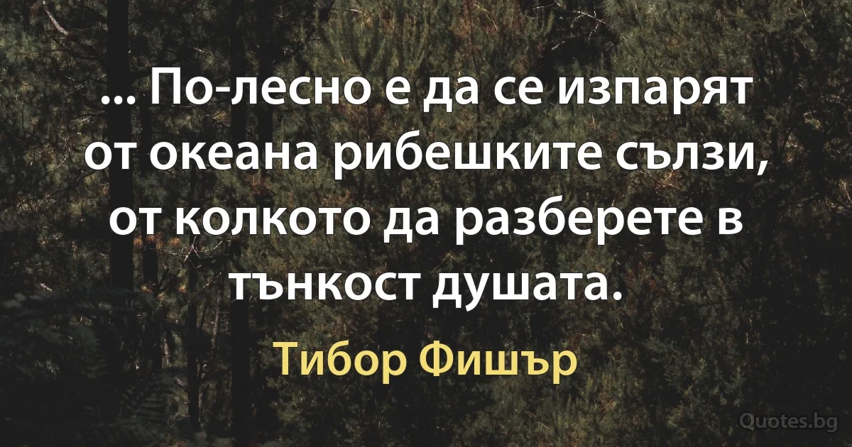 ... По-лесно е да се изпарят от океана рибешките сълзи, от колкото да разберете в тънкост душата. (Тибор Фишър)