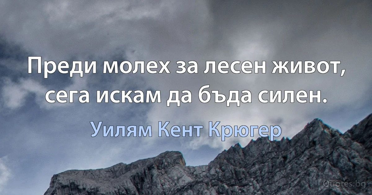 Преди молех за лесен живот, сега искам да бъда силен. (Уилям Кент Крюгер)