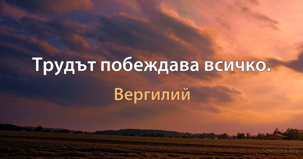 Трудът побеждава всичко. (Вергилий)