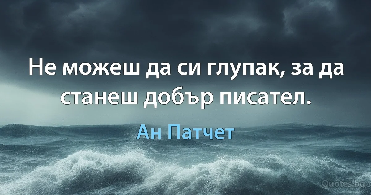 Не можеш да си глупак, за да станеш добър писател. (Ан Патчет)