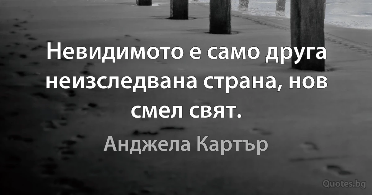 Невидимото е само друга неизследвана страна, нов смел свят. (Анджела Картър)