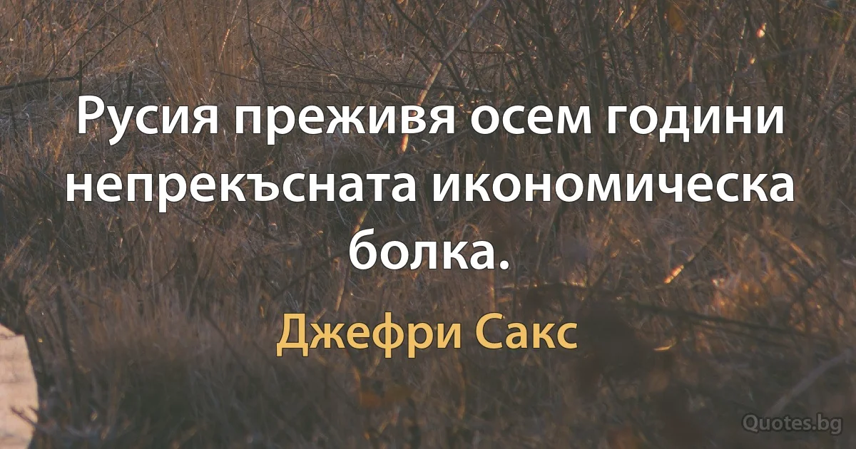 Русия преживя осем години непрекъсната икономическа болка. (Джефри Сакс)