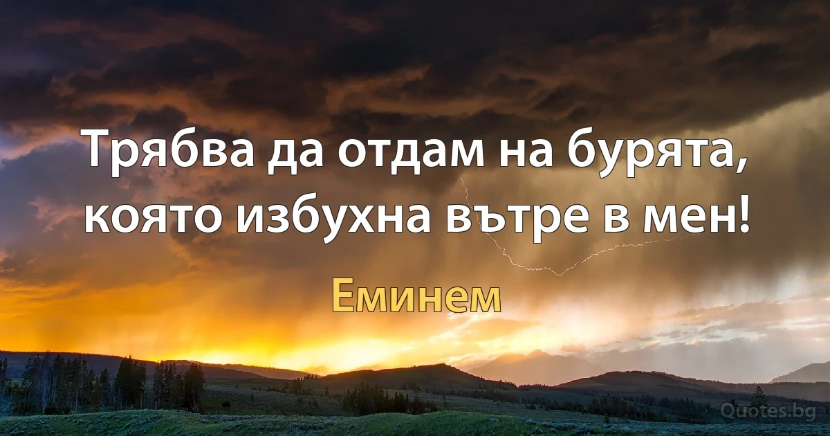 Трябва да отдам на бурята, която избухна вътре в мен! (Еминем)