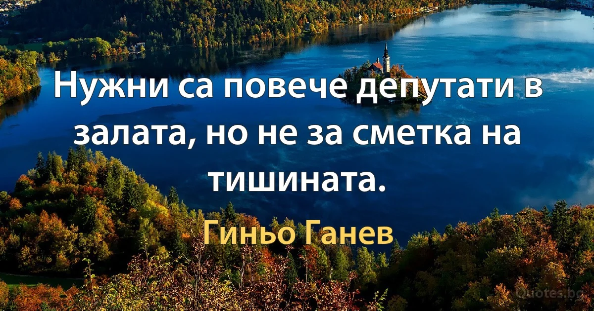 Нужни са повече депутати в залата, но не за сметка на тишината. (Гиньо Ганев)