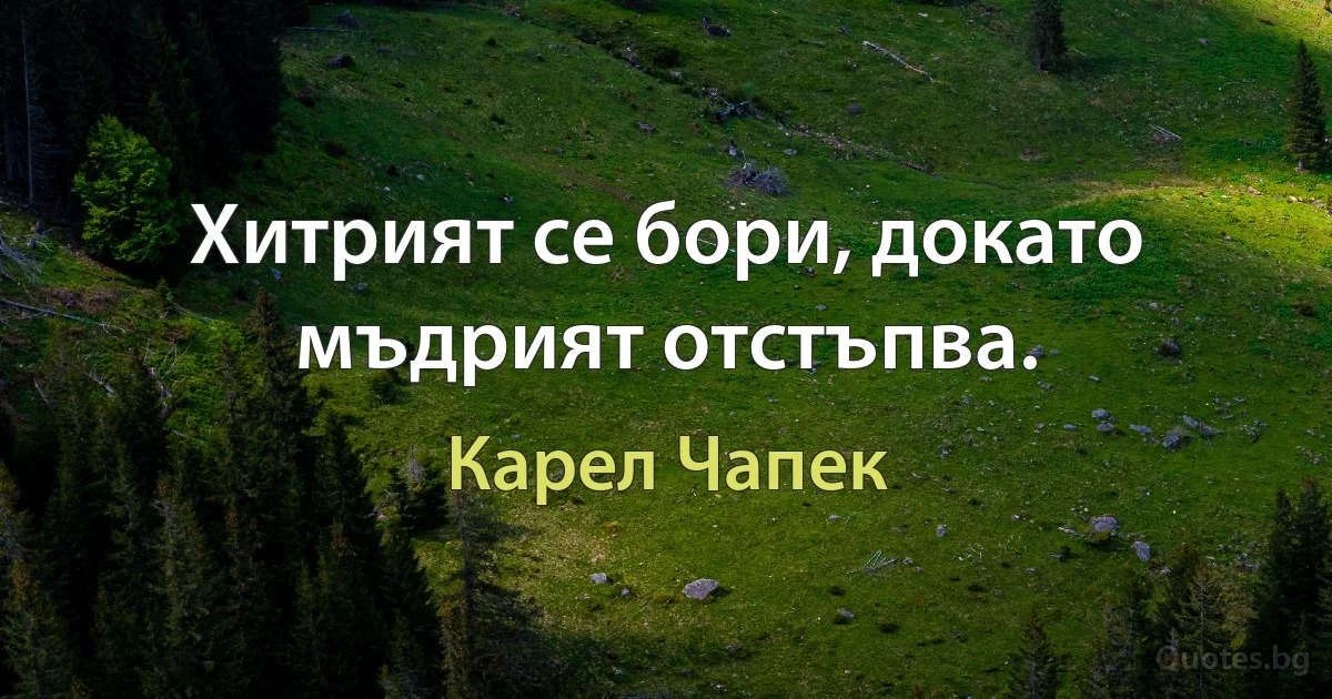 Хитрият се бори, докато мъдрият отстъпва. (Карел Чапек)