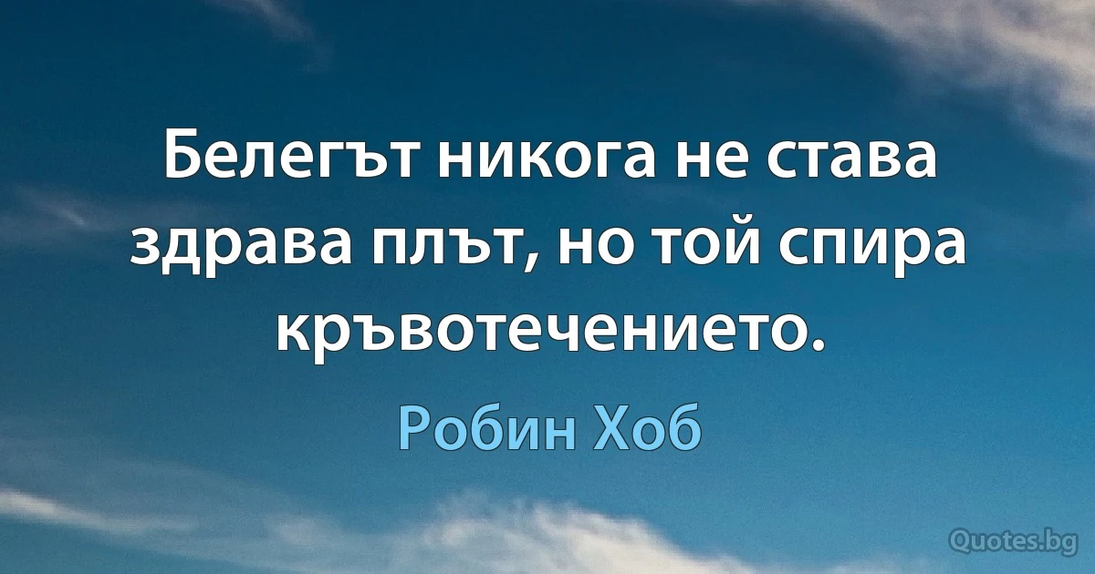 Белегът никога не става здрава плът, но той спира кръвотечението. (Робин Хоб)