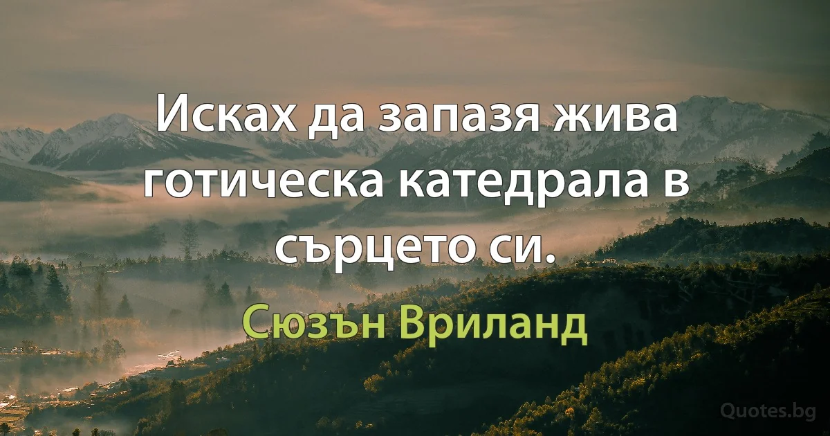 Исках да запазя жива готическа катедрала в сърцето си. (Сюзън Вриланд)