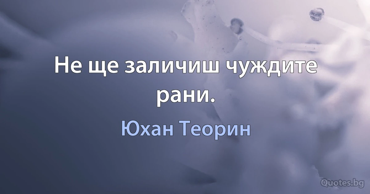 Не ще заличиш чуждите рани. (Юхан Теорин)