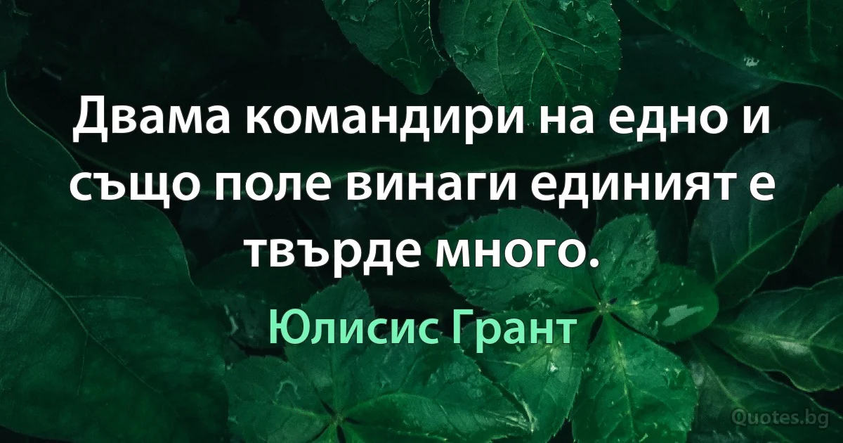 Двама командири на едно и също поле винаги единият е твърде много. (Юлисис Грант)