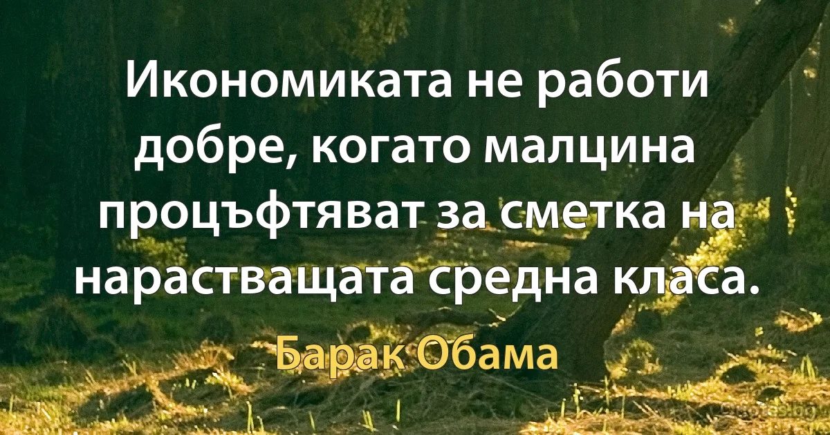 Икономиката не работи добре, когато малцина процъфтяват за сметка на нарастващата средна класа. (Барак Обама)