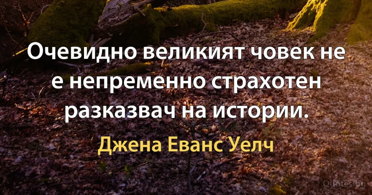 Очевидно великият човек не е непременно страхотен разказвач на истории. (Джена Еванс Уелч)