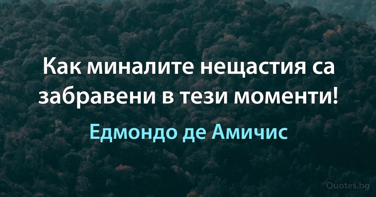 Как миналите нещастия са забравени в тези моменти! (Едмондо де Амичис)