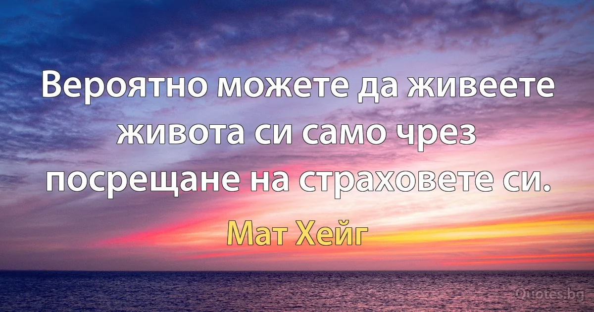 Вероятно можете да живеете живота си само чрез посрещане на страховете си. (Мат Хейг)