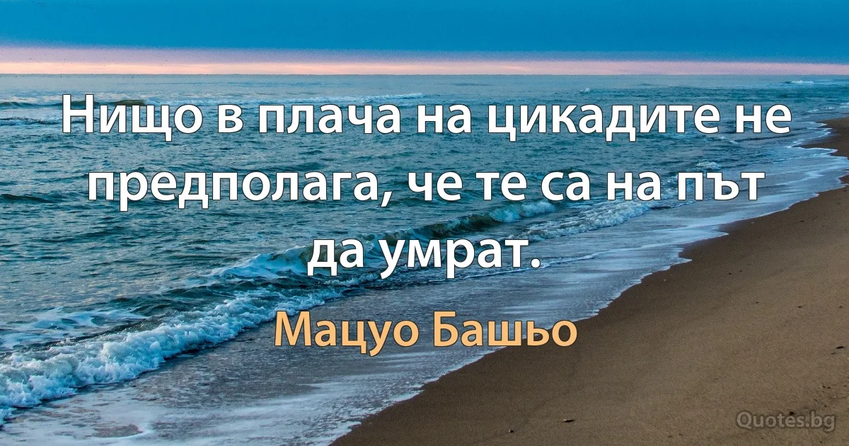 Нищо в плача на цикадите не предполага, че те са на път да умрат. (Мацуо Башьо)