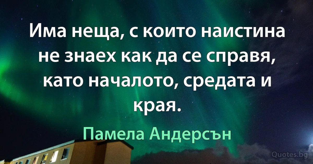 Има неща, с които наистина не знаех как да се справя, като началото, средата и края. (Памела Андерсън)