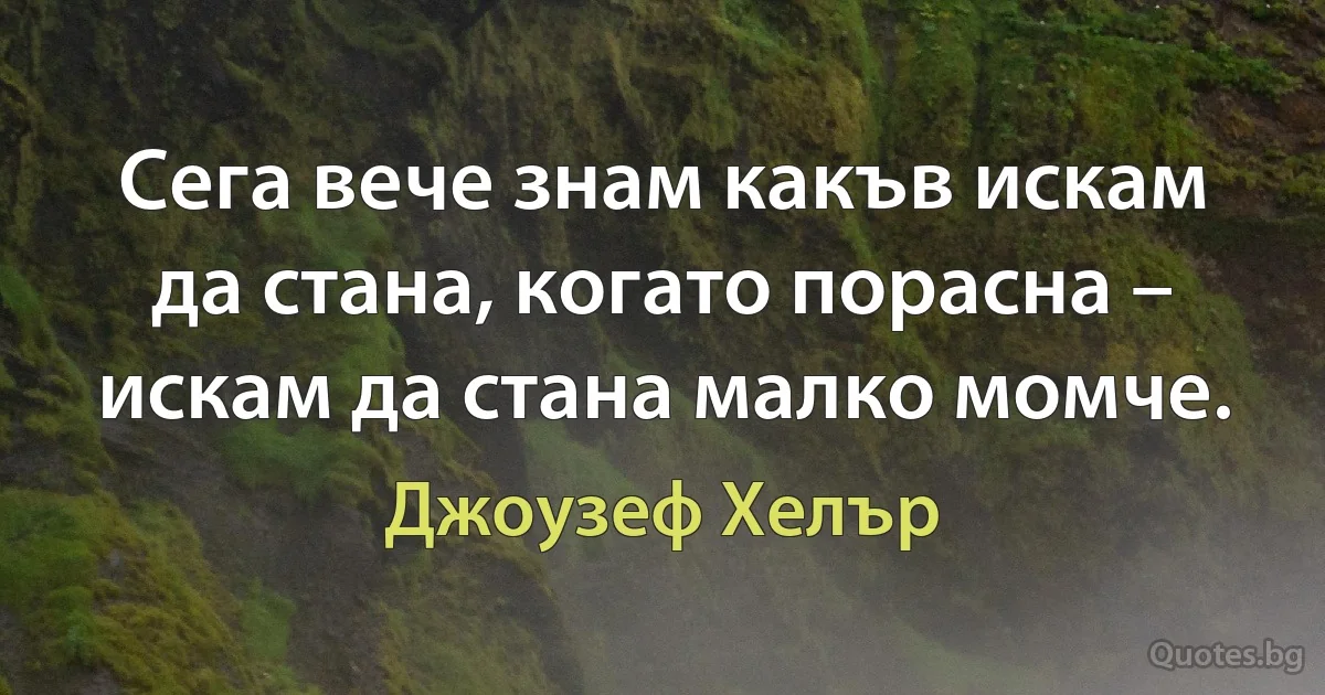 Сега вече знам какъв искам да стана, когато порасна – искам да стана малко момче. (Джоузеф Хелър)