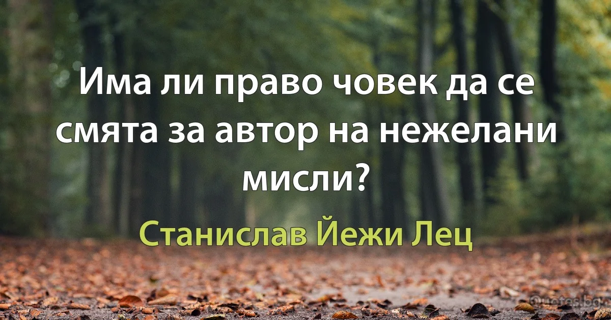 Има ли право човек да се смята за автор на нежелани мисли? (Станислав Йежи Лец)