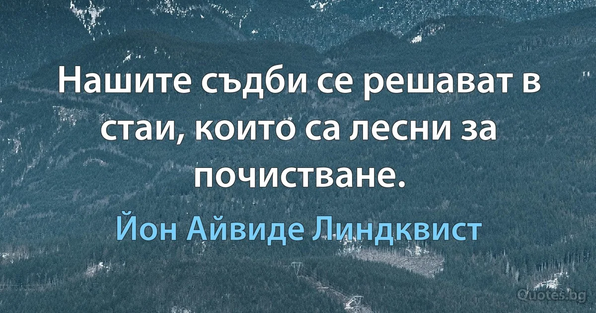 Нашите съдби се решават в стаи, които са лесни за почистване. (Йон Айвиде Линдквист)