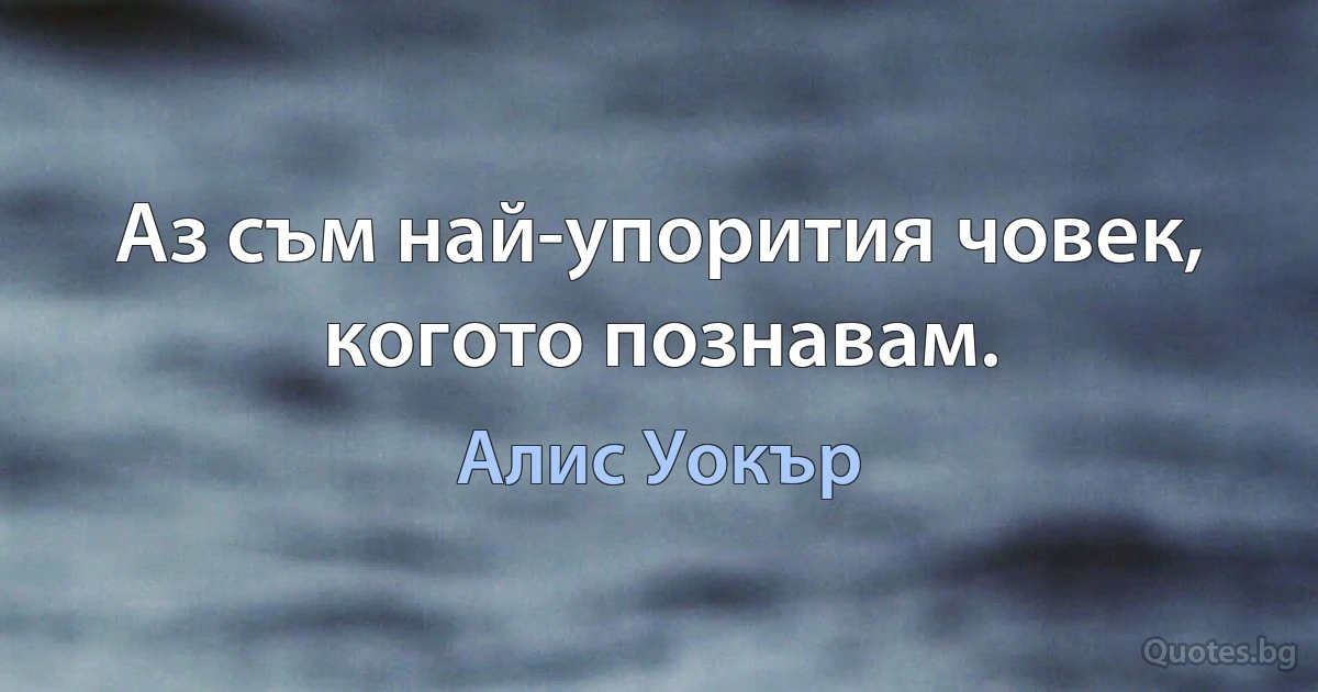 Аз съм най-упорития човек, когото познавам. (Алис Уокър)