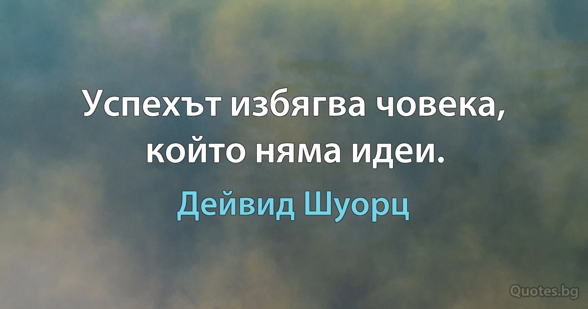 Успехът избягва човека, който няма идеи. (Дейвид Шуорц)