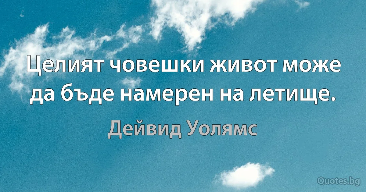 Целият човешки живот може да бъде намерен на летище. (Дейвид Уолямс)