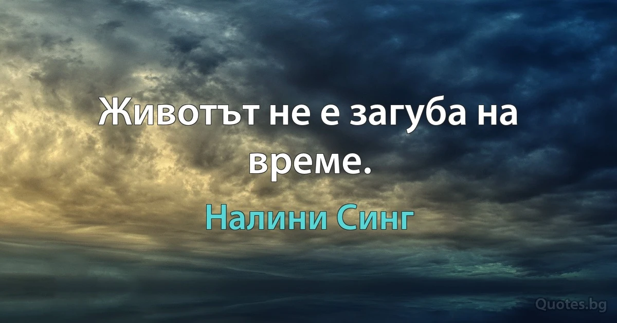 Животът не е загуба на време. (Налини Синг)