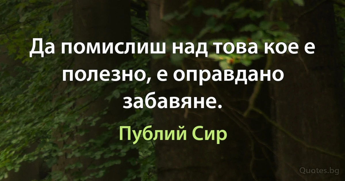 Да помислиш над това кое е полезно, е оправдано забавяне. (Публий Сир)