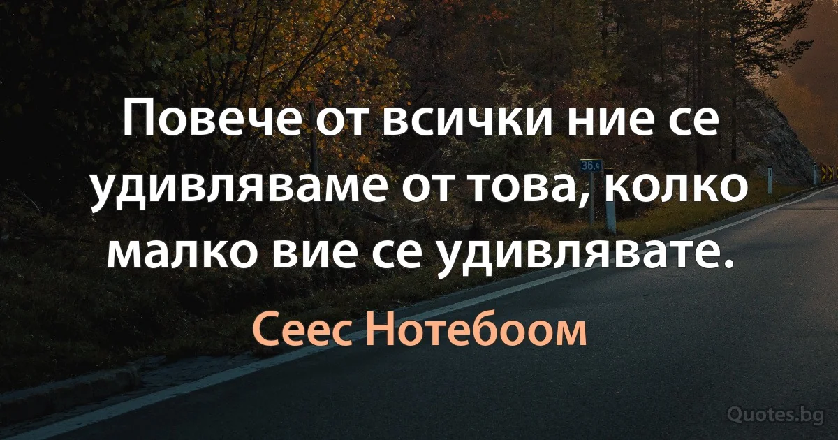 Повече от всички ние се удивляваме от това, колко малко вие се удивлявате. (Сеес Нотебоом)