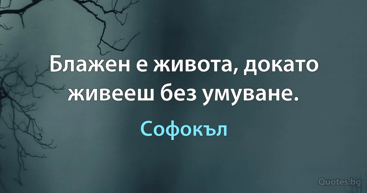 Блажен е живота, докато живееш без умуване. (Софокъл)