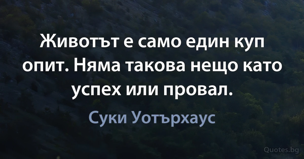 Животът е само един куп опит. Няма такова нещо като успех или провал. (Суки Уотърхаус)