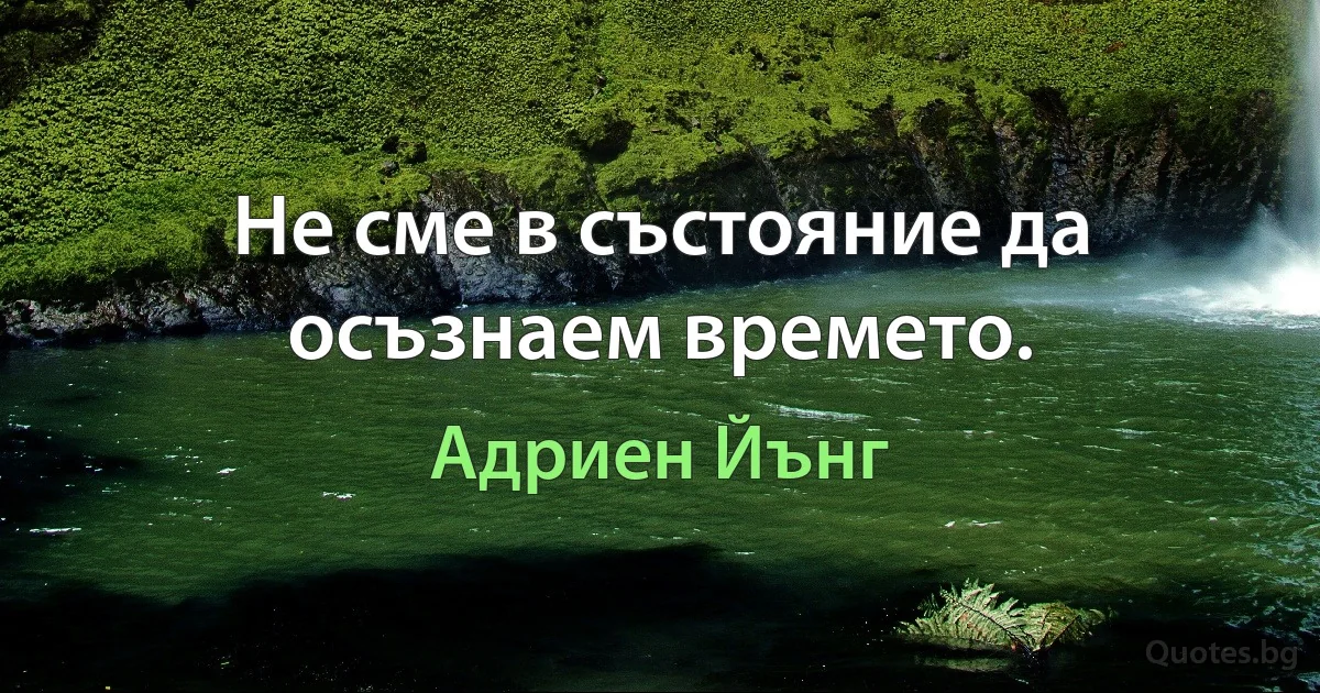 Не сме в състояние да осъзнаем времето. (Адриен Йънг)