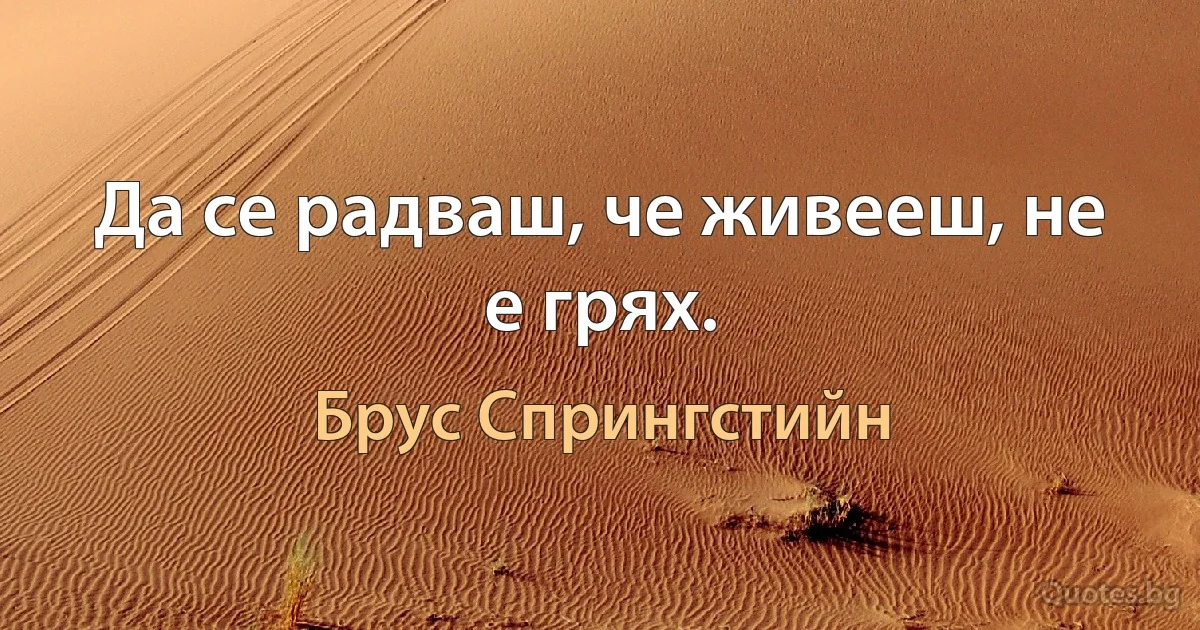 Да се радваш, че живееш, не е грях. (Брус Спрингстийн)