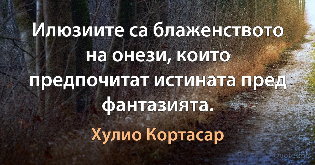 Илюзиите са блаженството на онези, които предпочитат истината пред фантазията. (Хулио Кортасар)