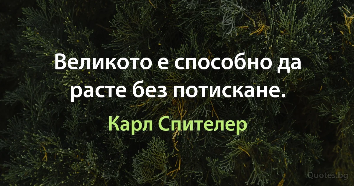 Великото е способно да расте без потискане. (Карл Спителер)