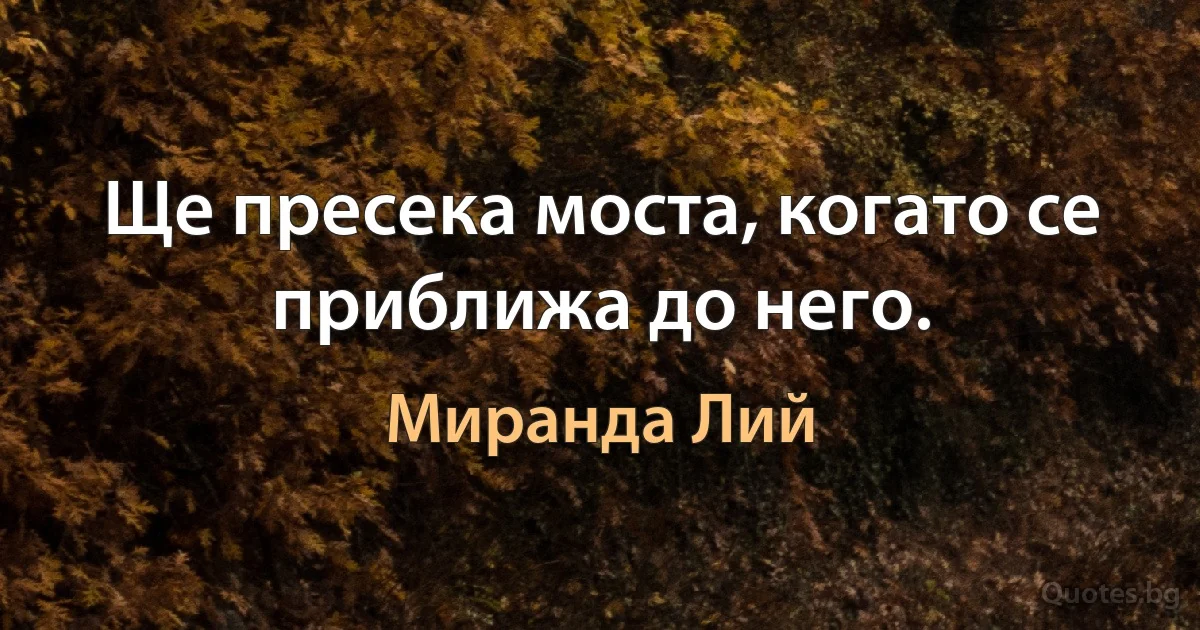 Ще пресека моста, когато се приближа до него. (Миранда Лий)