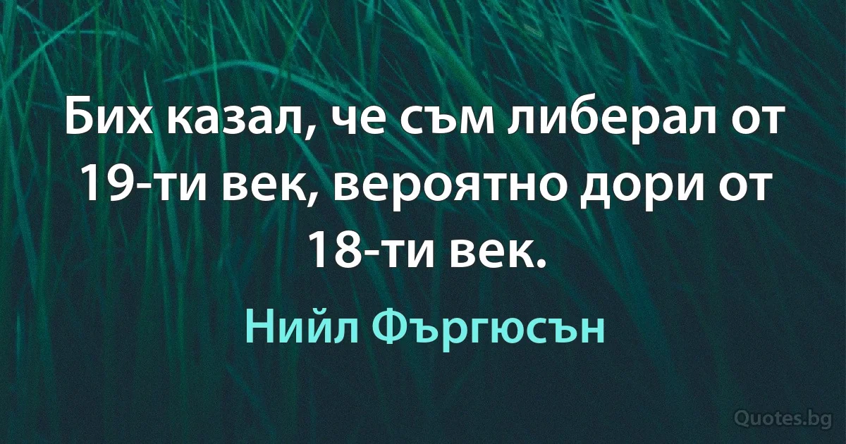 Бих казал, че съм либерал от 19-ти век, вероятно дори от 18-ти век. (Нийл Фъргюсън)