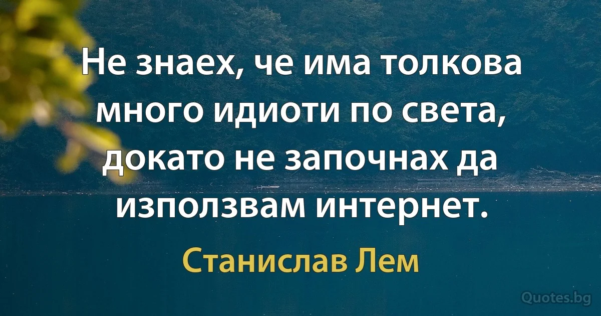 Не знаех, че има толкова много идиоти по света, докато не започнах да използвам интернет. (Станислав Лем)