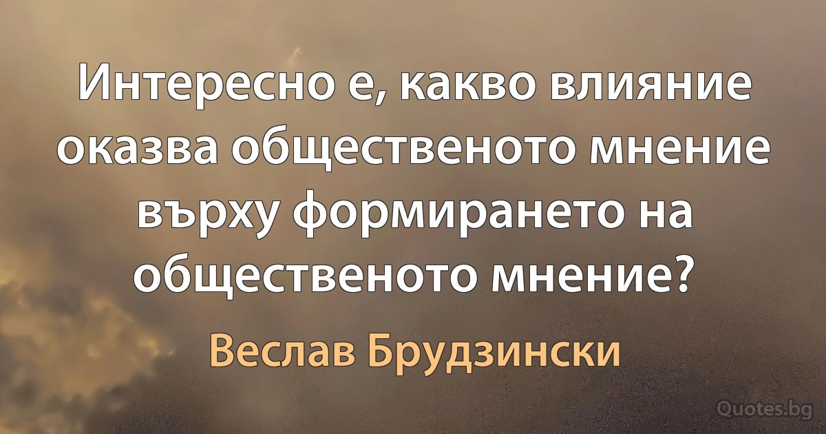 Интересно е, какво влияние оказва общественото мнение върху формирането на общественото мнение? (Веслав Брудзински)